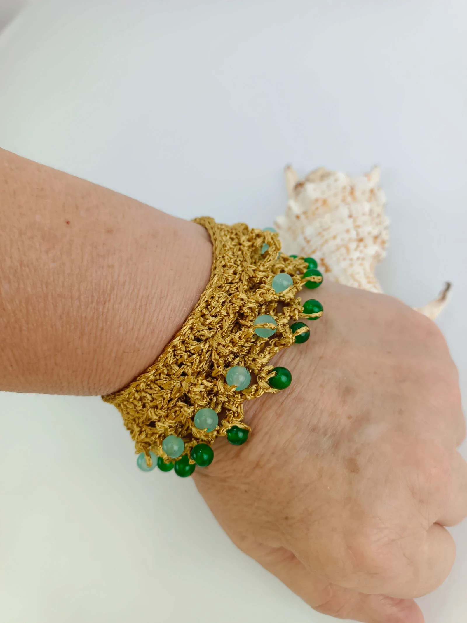 Lote de 2 pulseiras em cor dourada de crochê – photo 7